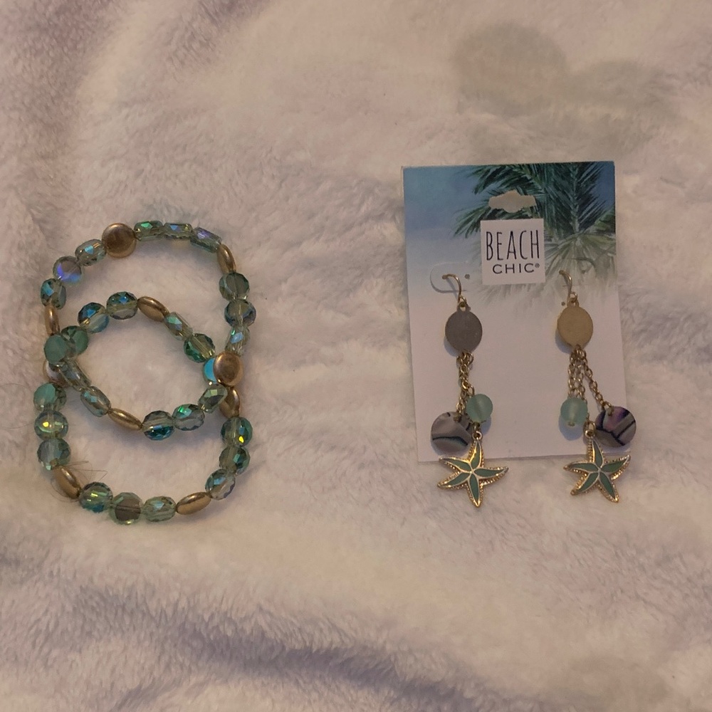 Beach Chic Starfish Earrings and Bracelet Set